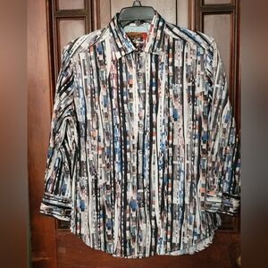 Robert Graham Cutting Room Classic Fit Button Down Multi Color Shirt Size Medium